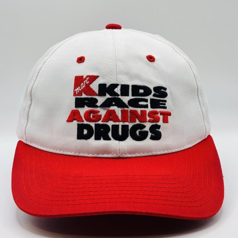 Vtg KMart Cap Hat Mens White One Size Adult Snapback 90s DARE Kids Against Drugs